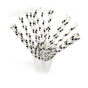 Disposable Straws Green White Dots Paper 330mm Party Use - Product Image 2