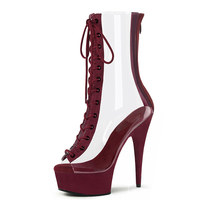 Chaussures à talons hauts de 15 cm, plateforme, bottes courtes transparentes, chaussures de strip-teaseuse, 6 pouces, chaussures de pole dance, taille exotique, bout ouvert, bottes sexy à la cheville