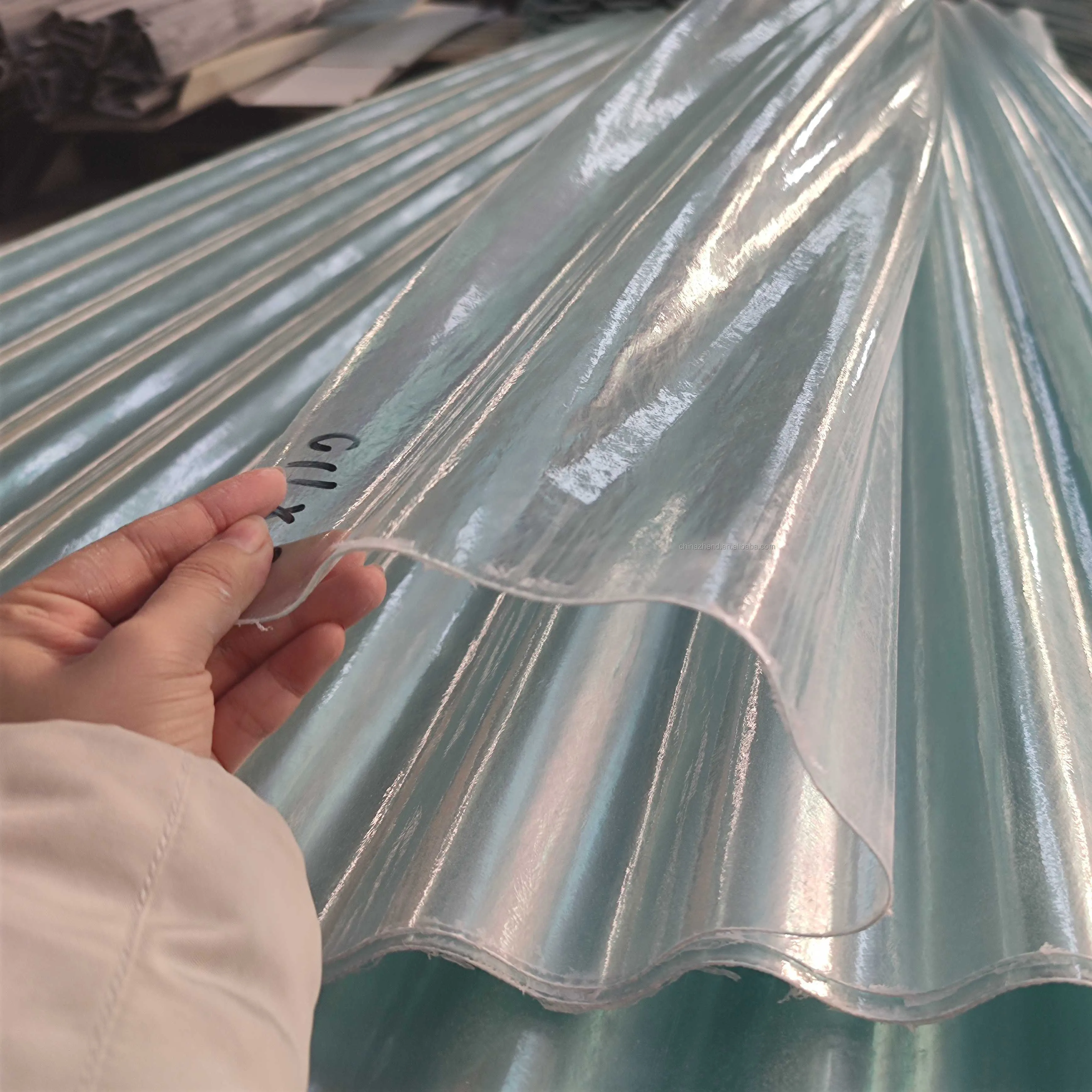 Lámina de techo corrugada de fibra de vidrio, Panel solar de plástico, poliéster reforzado (FRP)