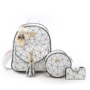 Hot Sale New Arrival Elegant Triangle Geometric Holographic Leather <strong>Satchel</strong> Handbag Set 3pcs Set Ladies Women Backpack <strong>Bag</strong> - Product Image 4