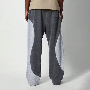 Fábrica logotipo personalizado colores bloque Patchwork recto ajuste Unisex Hip Hop algodón Jogger pantalones de pierna ancha pantalones de chándal para hombre - Product Image 3