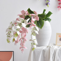Tige de fleur artificielle Medinilla Magnifica de 110 cm, branche de vigne de rose suspendue à 2 têtes en soie pour décoration de plafond de mariage et de la maison