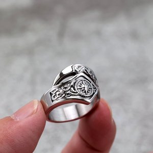 Anillo de Acero Inoxidable para Hombre, Diseño Geométrico con Patrón de Estrella, Estilo Hip Hop, Joyería para Regalo - Product Image 4