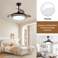 Plafonnier LED moderne avec ventilateur, télécommande intelligente, éclairage rétractable, moteur CC, 6 vitesses, intensité variable, pour chambre à coucher et salle à manger