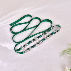 مصنوعة يدويا بسيط الأخضر والأبيض الكريستال وشاح اللباس الخصر التبعي العرائس أحزمة الزفاف الأنيقة - Product Image 3