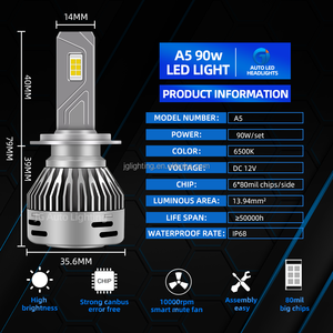 JG 위스토미 A5 드라이버리스 LED 헤드램프 90w 16000 루멘 HB3 HB4 9005 9006 LED 헤드램프 개조 키트 H11 H7 H4 - Product Image 2
