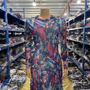 Abito da sera lungo da <span class=keywords><strong>donna</strong></span> SU9621 stampato con bottoni e scollo rotondo a maniche lunghe, ideale per feste di <span class=keywords><strong>compleanno</strong></span> - Collezione 2026 - Grande Offerta - Product Image 3