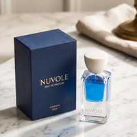 Prix surprise - Flacon de parfum de luxe 50 ml - Flacon vaporisateur de parfum en verre 30 ml - Flacon de parfum carré bleu en verre vide avec couvercle