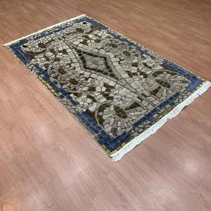 Tapis en laine noué à la main - TRO-0253 - Mosaïque géométrique moderne pour salon - Tapis en laine et soie - Product Image 1