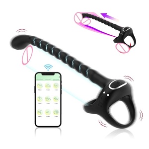 Anneau vibrant pour pénis, masseur de prostate - 3-en-1, vibrateur pour homme avec télécommande par application, plug anal, étanche et rechargeable par USB - Product Image 1