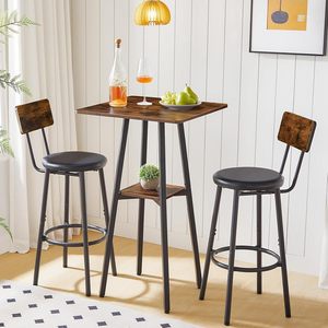Brown <b>bar</b> <b>table</b>, two-tiered <b>bar</b> <b>table</b>, <b>table</b> with storage counter height, kitchenette dining <b>table</b>. - Product Image 2