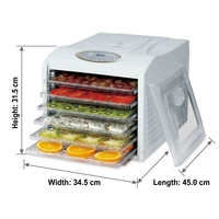 6-Tray Voedseldehydrator - 500W Hoge Vermogen Slimme Besturing - Gelijkmatig Drogen voor Gedroogd Vlees & Fruit - BPA-Vrij - Huishoudelijk Gebruik - Milieuvriendelijk