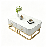 Table basse rectangulaire en pierre frittée de style italien, table d'appoint moderne de luxe léger pour salon