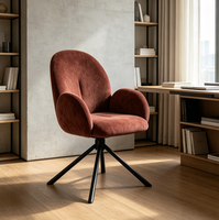 Fauteuil pivotant moderne rouge très vendu avec dossier haut et pieds en métal, chaise rotative à 360 degrés pour le bureau et la maison