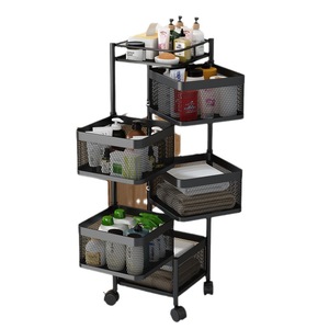 Estante de Almacenamiento Giratorio de Cocina de 5 Niveles, No Plegable, de Acero al Carbono, con Ruedas, para Frutas y Verduras, Moderno - Product Image 5