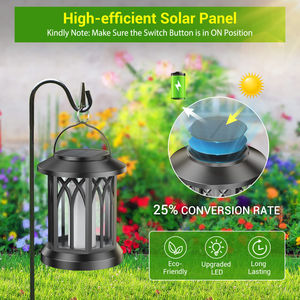 Lampe solaire de jardin, lanterne suspendue à effet de flamme vacillante pour cour, véranda, <span class=keywords><strong>terrasse</strong></span>, camping, jardin, patio, allée, décoration - Product Image 4