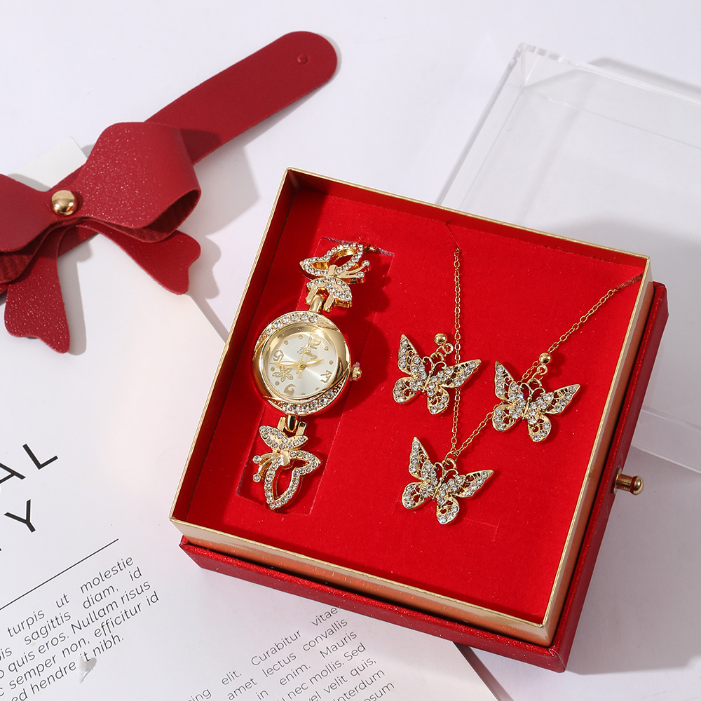 stainless steel jewelry-w2993 4-piece set watch necklace earring