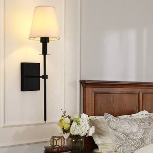 Lámpara de pared LED minimalista moderna nórdica, luces de pared decorativas de tela dorada para interiores para el hogar, dormitorio, Hotel para sala de estar - Product Image 5