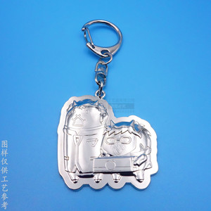 Porte-clés en alliage de zinc électroplaqué avec figurine de dessin animé en relief, taille et couleur personnalisées, cadeau d'affaires - Product Image 1