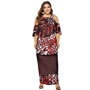 Conjunto Puletasi <span class=keywords><strong>de</strong></span> Samoa Nuevo, Diseño Tribal Polinesio Personalizado, Conjunto <span class=keywords><strong>de</strong></span> 2 Piezas para <span class=keywords><strong>Mujer</strong></span>, Vestidos Isleños, Spandex/Poliéster - Product Image 1