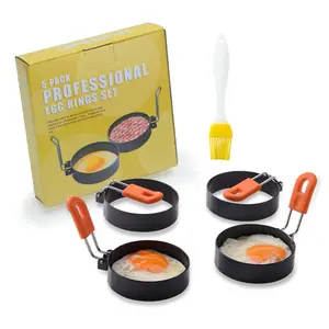 अमेज़न गर्म बिक्री तले हुए अंडे मोल्ड 5pcs सेट, अंडा अंगूठी विरोधी जलाने की क्रिया के साथ संभाल अंडा उपकरण