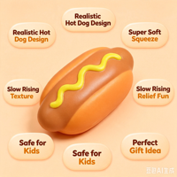 Jouet Squishy Simulation Hot Dog à Remontée Lente, Anti-Stress, Boîte Mystère Surprise, Cadeau pour 14 ans et plus, Unisexe