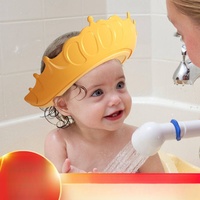 Gorro de Ducha para Bebé con Diseño de Corona de Dibujos Animados, Material PP Azul, para Baño y Champú, HIGIÉNICO