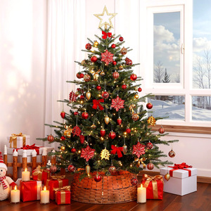 Transparent PVC Box Pack Special Christmas Baubles Hollow Star Pinecone Floral Painted Hanging Ornaments For Xmas Tree Decor - Product Image 5