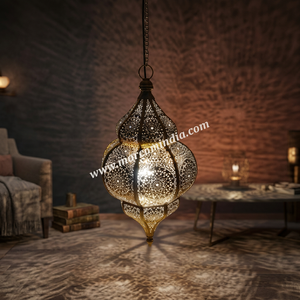 Farol Colgante Marroquí Hecho a Mano, Portavelas de Metal, Lámpara Decorativa, Estilo Norteafricano, Decoración del Hogar - Product Image 3