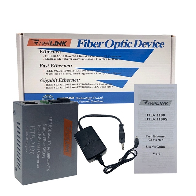 Fiber Optic Industrial Media Converter HTB-3100 Mini SFP Netlink RJ45 Ethernet POE FTTH GPRS Single Mode SC Fiber Metal Housing