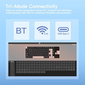 <span class=keywords><strong>Teclado</strong></span> Mecánico Rainy75 DIY 75% Hot Swap CNC de Aluminio RGB, Conexión por Cable e Inalámbrica 2.4G BT - Product Image 3
