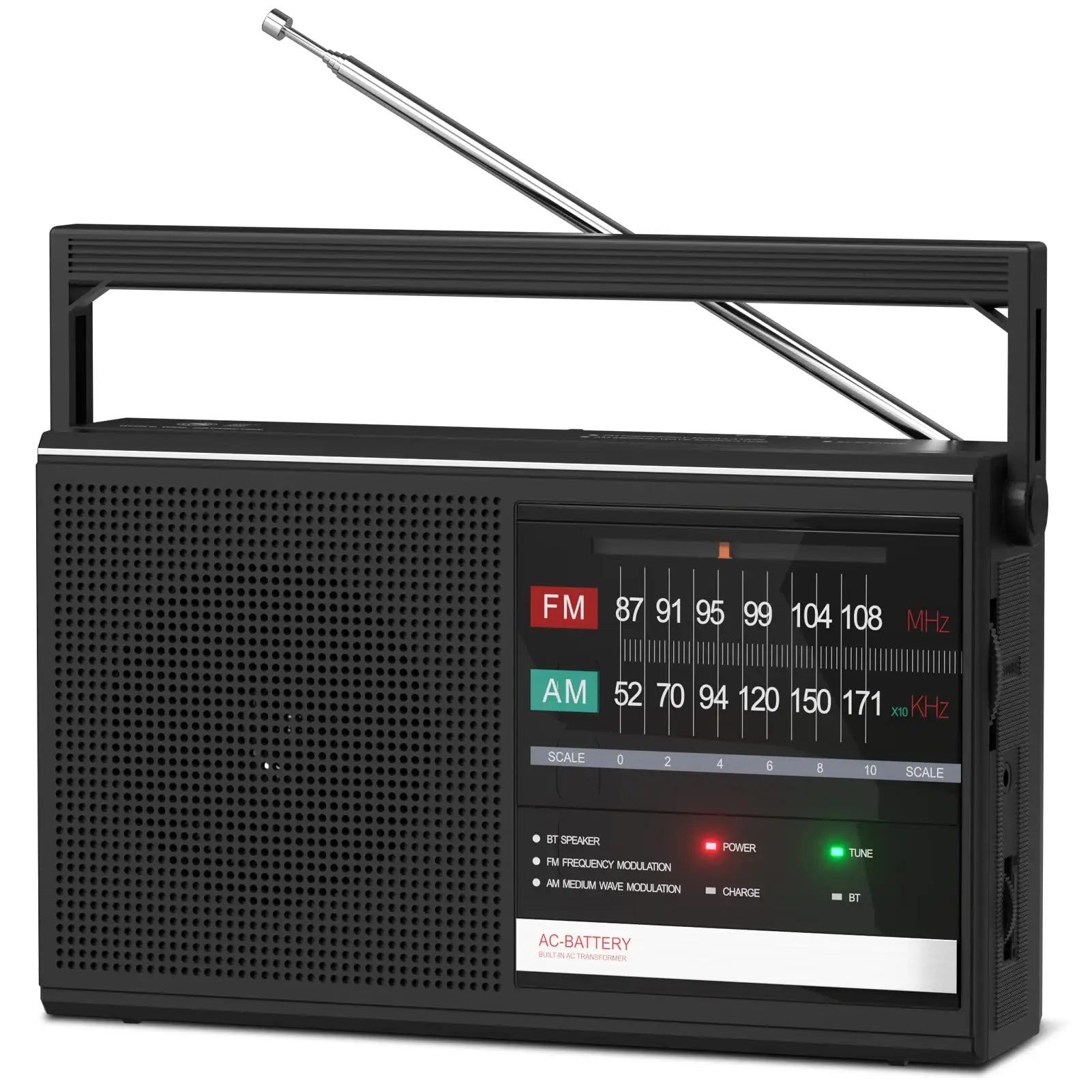 Vofull Radio AM FM portabel dengan Penerimaan terbaik, dioperasikan baterai atau daya AC, Speaker besar untuk hadiah, rumah