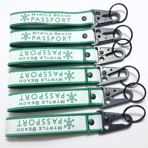 <b>Custom</b> Logo Polyester Woven Fabric Eagle Buckle Motorcycle Keychain Wrist Strap <b>Key</b> Chain Lanyard - Product Image 1