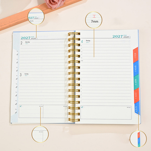 Agenda Diaria/Mensual Personalizada A5, Encuadernación en Espiral, Cubierta de Cuero PU, Impresión en Dorado, Organizador, Cuaderno - Product Image 3