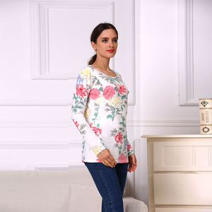 Ropa de maternidad, camisetas de <span class=keywords><strong>lactancia</strong></span> florales de manga larga, ropa de <span class=keywords><strong>lactancia</strong></span> para Primavera, ropa de <span class=keywords><strong>lactancia</strong></span> de algodón elástico, MOQ bajo - Product Image 5