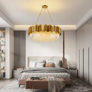Отель Роскошная Высококачественная современная люстра домашняя спальня Золотая хрустальная люстра для продажи