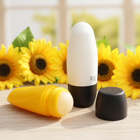 Fournisseur de flacons roll-on déodorants en plastique inversés de 50 ml et 75 ml, blancs et jaunes