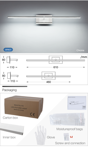 Lampe miroir murale LED moderne avec abat-jour blanc, construction en aluminium et fer, à intensité variable, pour chambre, salle de bain, salon - Product Image 6