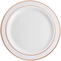 Vaisselle de mariage en gros avec bord d'assiettes de chargeur blanc et or ensembles de vaisselle de luxe vaisselle en plastique ensemble de caissier 12 personnes