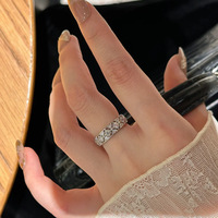 Cincin Lebar Berlapis Emas Rose Zirkon XIYAO XY-R030 dengan Desain Terbuka, Perhiasan Mewah untuk Pernikahan dan Pertunangan, Setting Cakar, untuk Wanita dan Pria