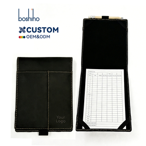 Porte-cartes de score de golf en <span class=keywords><strong>cuir</strong></span> véritable personnalisé, directement de l'usine, avec suivi des statistiques et couverture de carnet de parcours, avec porte-crayon - Product Image 2