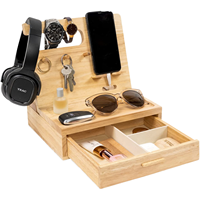 Porte-clés, Portefeuille, Support de Montre, Organisateur, Station d'Accueil pour Téléphone en Bois, Cadeau pour Homme, Mari, Épouse, Papa, Cadeaux d'Anniversaire