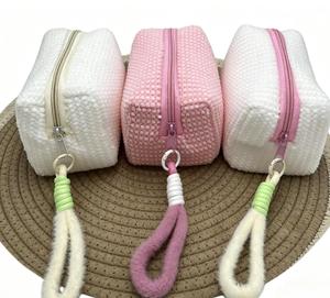 Soft Plush Terry Cloth Pencil Bag, Korean Style Cosmetic <b>Case</b>, Large Capacity Open <b>Makeup</b> Pouch for Students School Travel - Product Image 1