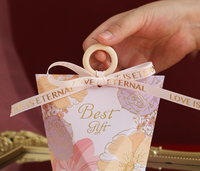 Carpeta de Papel de Cuero con Estampado Dorado en Relieve, para Recuerdos de Boda, Hecha con Materiales Reciclados, con Cinta de 2mm de Grosor y Anillo de Madera, para Sushi