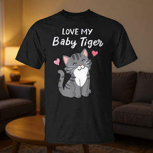 Camiseta Love My Baby Tiger Kitty Lover Cute Meow Grey Tabby Cat Mom - Product Image 3