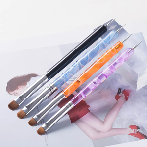 Pincel de doble punta con mango acrílico y pelo de nailon Kolinsky para limpieza de uñas, herramienta de dibujo para arte de uñas francés, tallas 10-16, venta al por mayor - Product Image 2