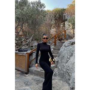 ชุดเดรสวินเทจสีดำ ลายดอกไม้คุณภาพสูง ทรงเอ็มไพร์ ตัดเย็บตามสั่ง ความยาวระดับเข่า ฟรีไซส์ สำหรับใส่ในช่วงกลางวัน ฤดูใบไม้ผลิ ฤดูใบไม้ร่วง - Product Image 1