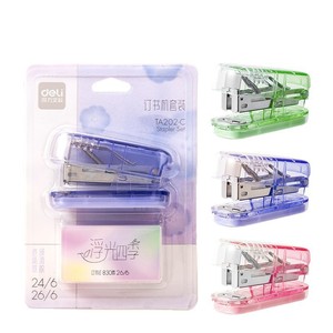 Mini grapadora Deli TA202-C de color degradado transparente para estudiantes y uso en oficina - Product Image 3
