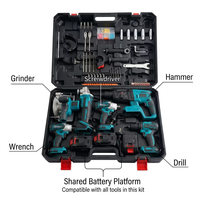 Kit combiné d'outils électriques sans fil 21V 5-en-1 sans balais : perceuse, visseuse, marteau, clé à chocs