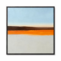 Peinture à l'huile abstraite minimaliste Horizon, blocs de couleur orange et bleu, art mural sur toile pour la décoration intérieure d'hôtels, de salons et de bureaux